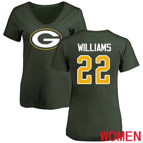 Green Bay Packers Green Women #22 Williams Dexter Name And Number Logo Nike NFL T Shirt->nfl t-shirts->Sports Accessory